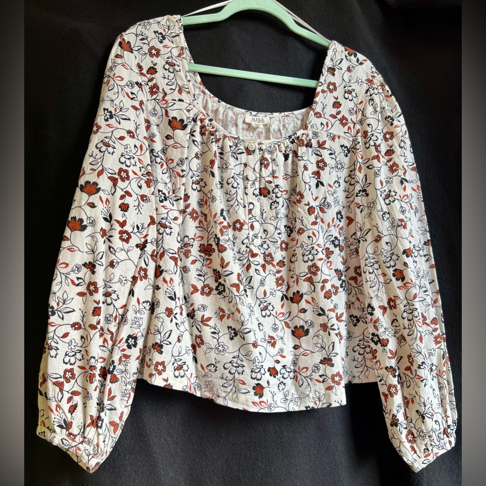 a.n.a Cotton Peasant Blouse Long Sleeved ( Sz PXL)